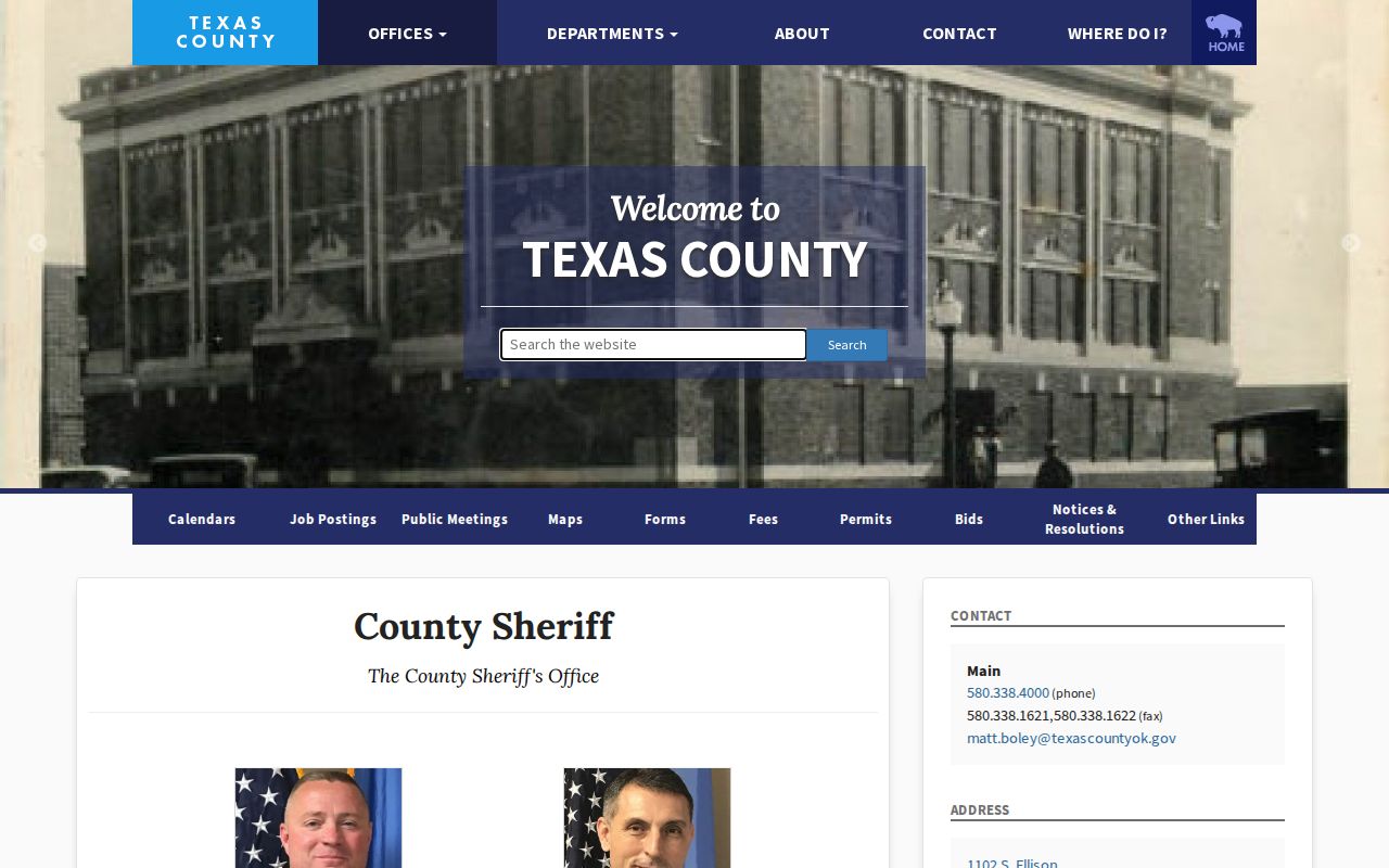 Texas County Detention Center release records contact on the official sheriff page